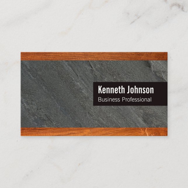 Wood Trim | Slate Background Business Card (Front)