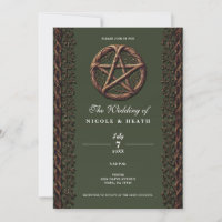 Wood Twig Pentacle Olive Green Wiccan Wedding