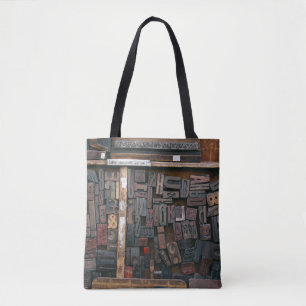 Wood Type Design Tote Bag