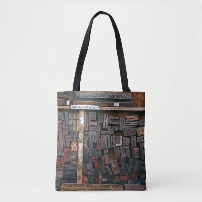 Wood Type Design Tote Bag (Front)