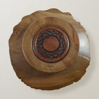 Wood Vessel and Wood Lid Round Pillow