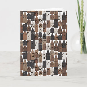 Wood village blank greeting card