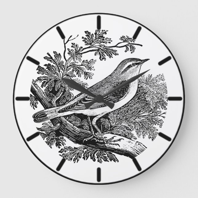 Wood Warbler British Bird Large Clock (Front)