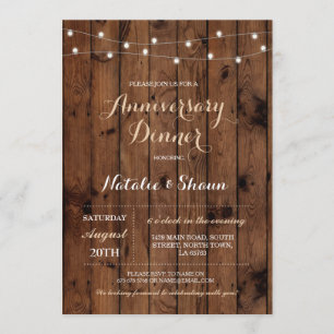 Wood Wedding Anniversary Lights Party Invitation