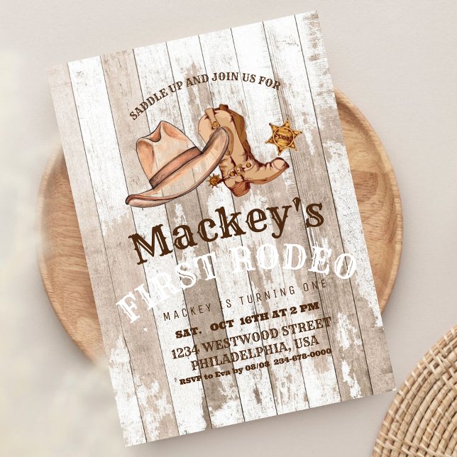 Wood | Western First Rodeo Birthday Party Invitation (Creator Uploaded)