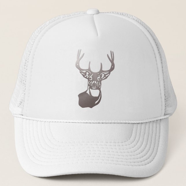 Wood - White Tail Buck Deer Trucker Hat (Front)