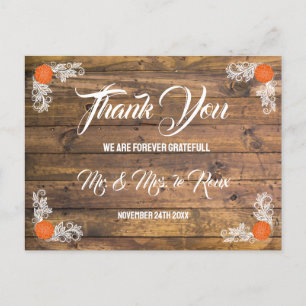 Wood & Wildflower Heart Wedding Postcard