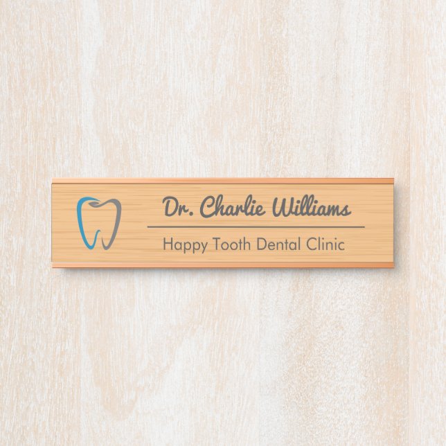 Wood with line, Dental Clinic Door Sign (Front)