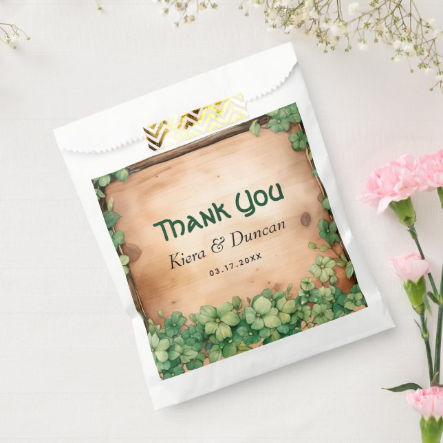 Wood with vine St. Patricks Day wedding Thank You Favour Bag (Sealed)