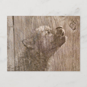 Wood Wolf Pup Art Postcard
