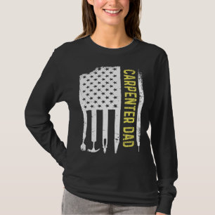Wood Worker Lumberjack US Flag Carpenter Dad T-Shirt