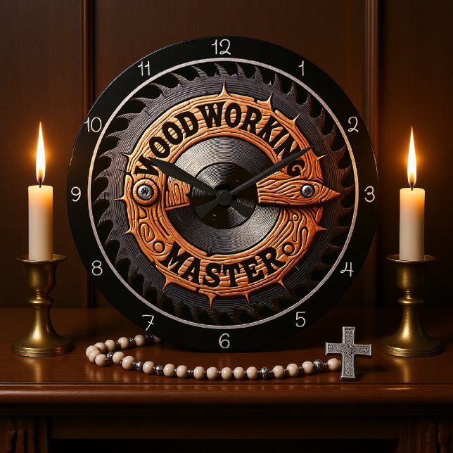 Wood Working Master with Saw Blade Accent Large Clock (Creator Uploaded)