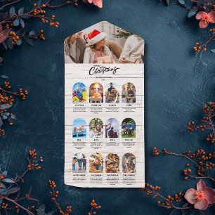 Wood Year in Review Multi Photo Collage Christmas All In One Invitation