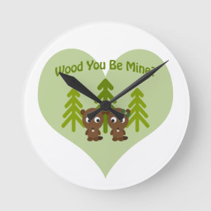 Wood You Be Mine Beavers Round Clock
