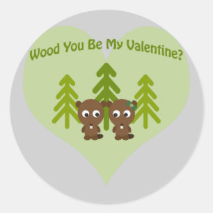 Wood You Be My Valentine Classic Round Sticker