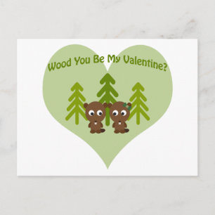 Wood You Be My Valentine Holiday Postcard
