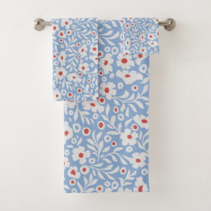 Woodblock Floral Pattern Bath Towel Set