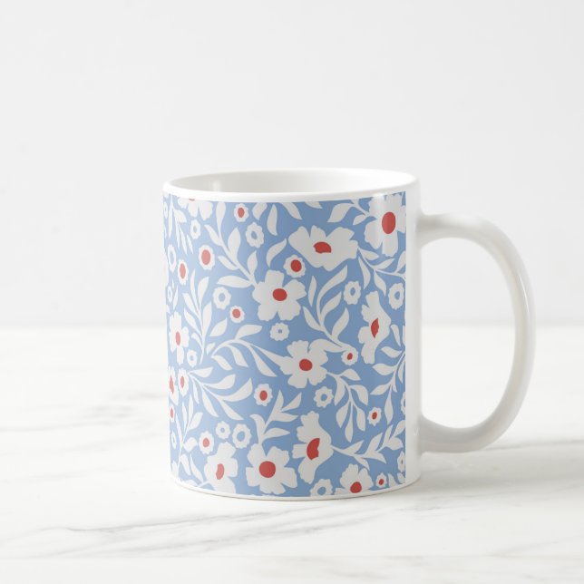 Woodblock Floral Pattern Coffee Mug (Right)