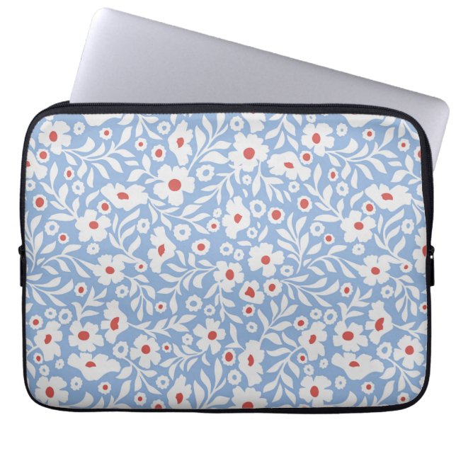 Woodblock Floral Pattern Laptop Sleeve (Front)