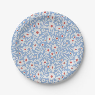 Woodblock Floral Pattern Paper Plate