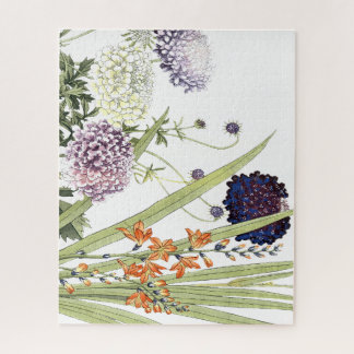 Woodblock Pincushion Flowers by Konan Jigaaw Jigsaw Puzzle