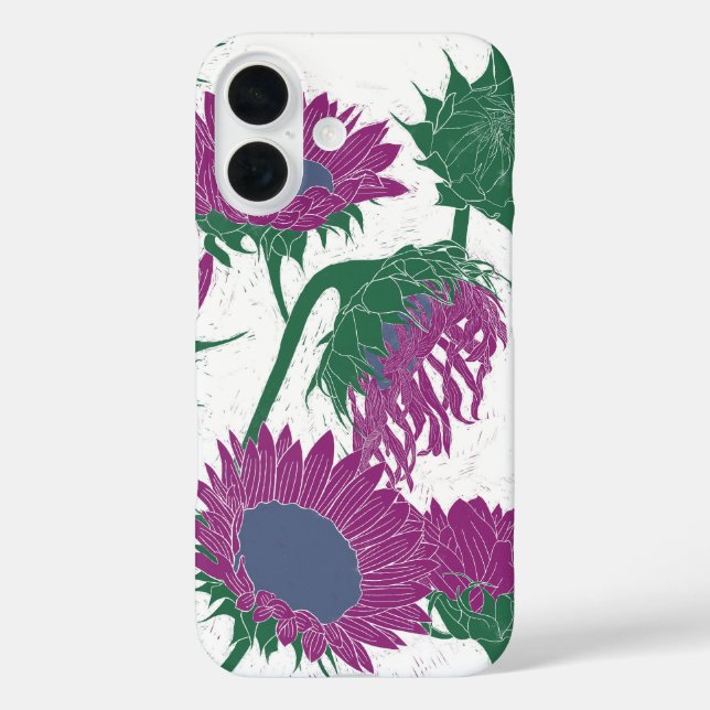 Woodblock Print Sunflower pink Case-Mate iPhone Case (Back)