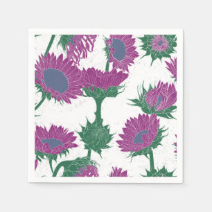Woodblock Print Sunflower pink Napkin