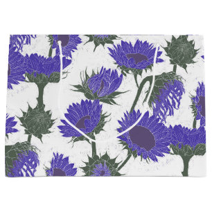 Woodblock Print Sunflower purple Large Gift Bag