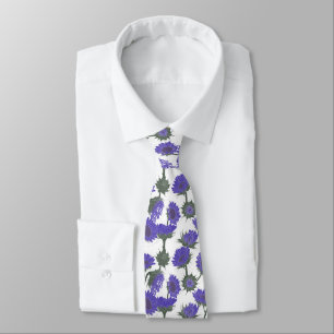 Woodblock Print Sunflower purple Tie