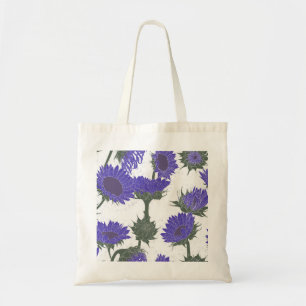 Woodblock Print Sunflower purple Tote Bag