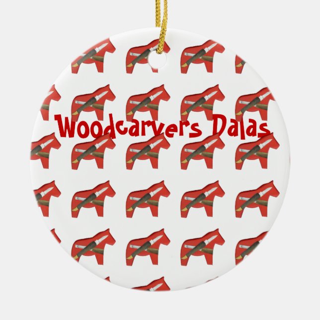 Woodcarvers Dala Horse Ornament (Front)