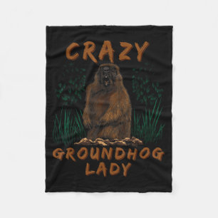 Woodchuck Crazy Groundhog Rodent Ground Squirrel Fleece Blanket