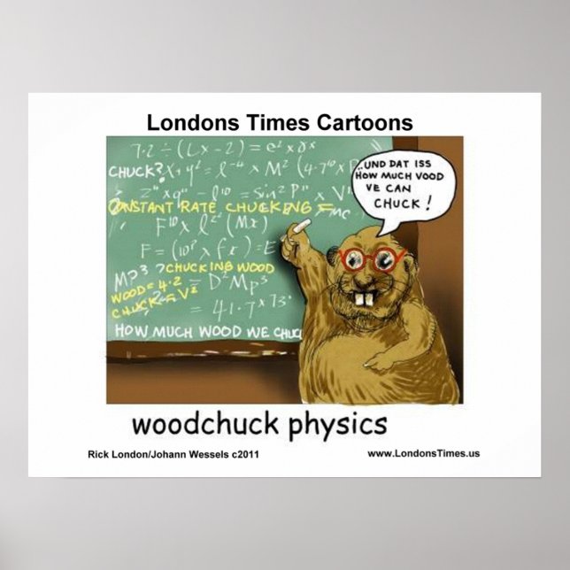 Woodchuck Physics Funny Cartoon Posters (Front)