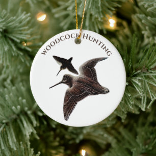 Woodcock hunting ceramic ornament