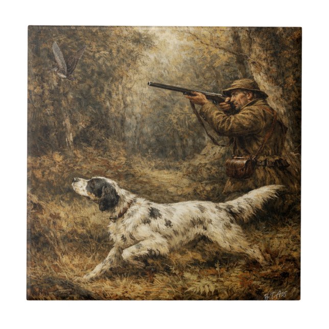 Woodcock hunting  ceramic tile (Front)