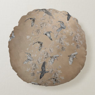 Woodcock hunting round cushion