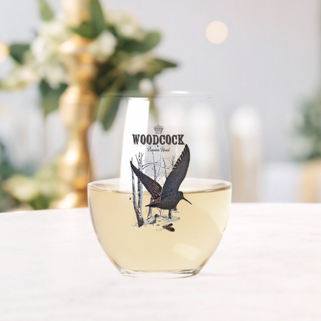 Woodcock Hunting Season Stemless Wine Glass (Insitu (Wedding))