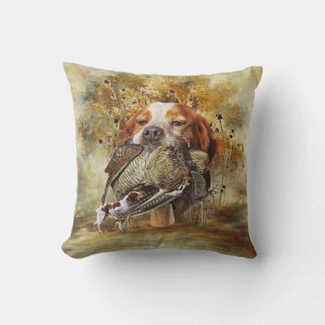 Woodcock hunting with Brittany Spaniel    Cushion (Front)