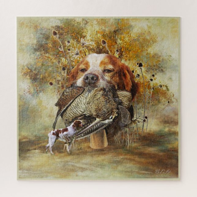 Woodcock hunting with Brittany Spaniel     Jigsaw Puzzle (Vertical)