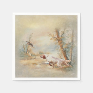 Woodcock Hunting with English Setter in forest, Ar Napkin