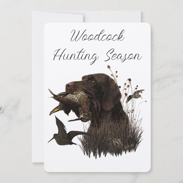 Woodcock Hunting with German Wirehaired Pointer   Invitation (Front)