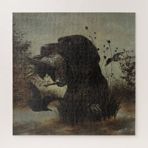 Woodcock Hunting with German Wirehaired Pointer   Jigsaw Puzzle