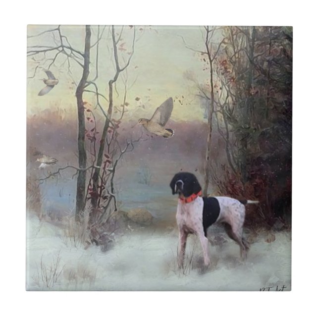 Woodcock Hunting with GSP     Ceramic Tile (Front)