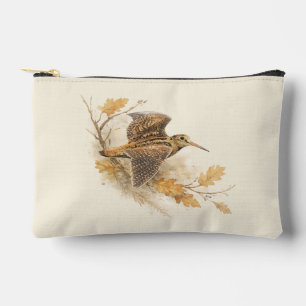 Woodcock in Flight , Autumn Woodland Nature Art Accessory Pouch