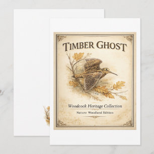Woodcock in Flight , Autumn Woodland Nature Art Invitation