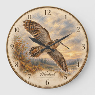 Woodcock in Flight Large Clock