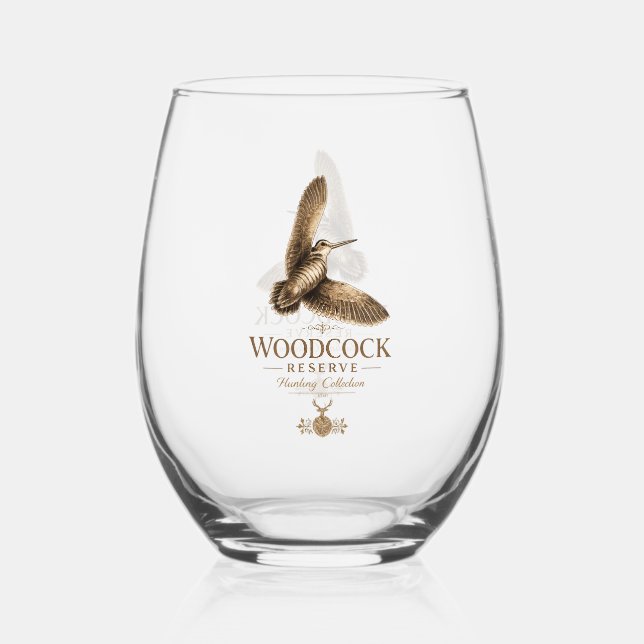 Woodcock  stemless wine glass (Front)