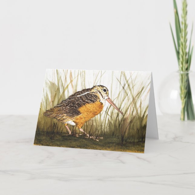 Woodcock Watercolor Greeting Crad Card (Front)