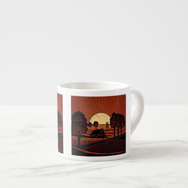 Woodcut Farm Espresso Mug  (Front Right)