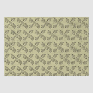Woodcut Leaf Pattern on Antiqued  Tissue Paper